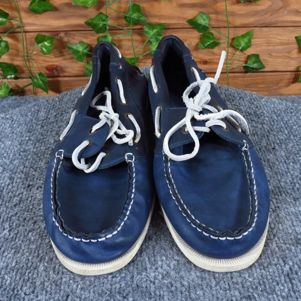 Tommy Hilfiger Boat Men Casual‎ Boat Shoe Size 10 Nautical Leather Blue